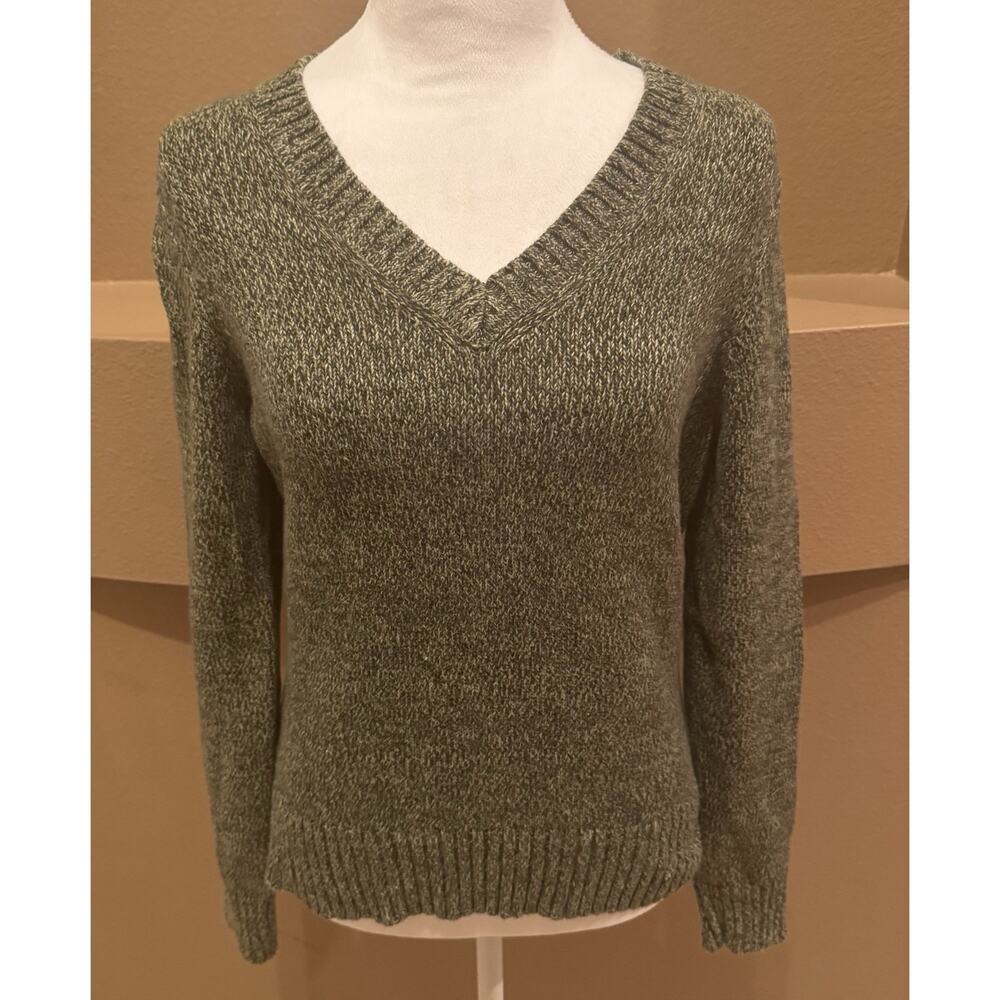Ann Taylor LOFT Green V Neck Cotton Sweater Women’s Size M